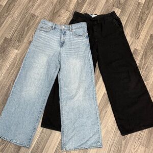 Levi's Girls High Rise Wide Leg and Old Navy Black Baggy Wide Leg Jeans size 10